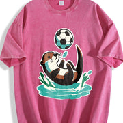 Soccer Otter Vintage Washed T-Shirt in Red