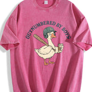 Boy Mom Outnumbered by Boys Vintage Washed T-Shirt in Red