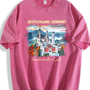Germany Neuschwanstein Castle Youth Vintage Washed T-Shirt in Red