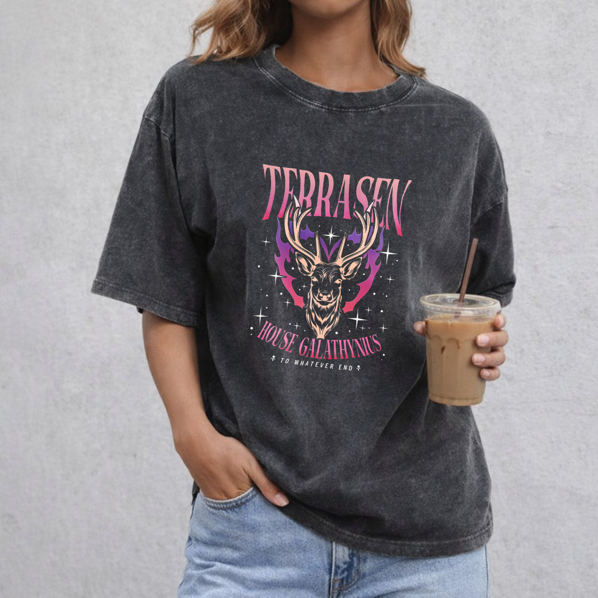 Terrasen Acotar vintage washed oversized T-shirt in Black