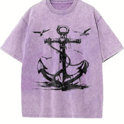Anchor & Seagull Tank Vintage Washed T-Shirt in Purple