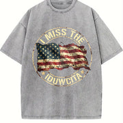 I Miss the American Flag Vintage Washed T-Shirt in Gray