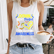 Down Right Perfect Down Syndrome Awareness Women's Color Cotton Tank Top in White