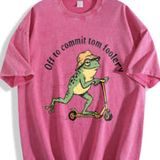 Off to Commit Tomfoolery Frog Vintage Washed T-Shirt in Red