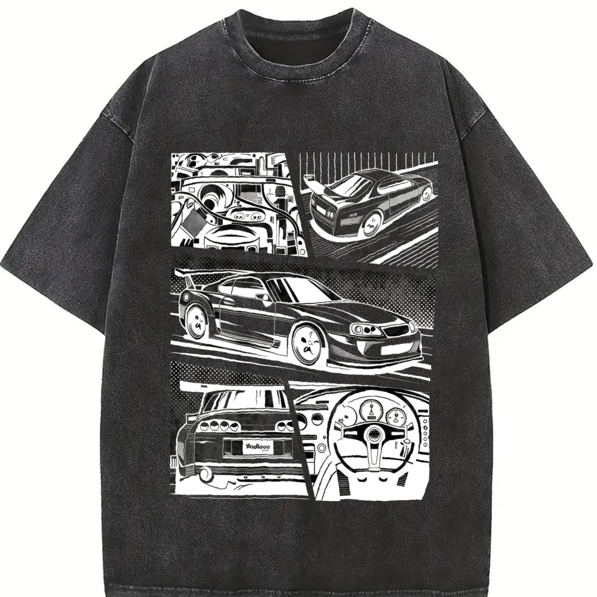 JDM 90s Supra Vintage Washed T-Shirt in Black