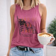 USA Land of the Free Because of the Brave Women's Color Cotton Tank Top in Red