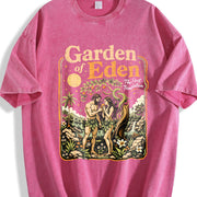 Garden of Eden Christian Bible Story Adam Eve Vintage Washed T-Shirt in Red