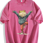 Ladies' Frog Spread Wings Vintage Washed T-Shirt in Red