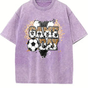 Game Day Soccer Vintage Washed T-Shirt in Purple