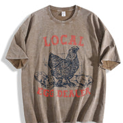 Local Egg Dealer Chicken vintage washed oversized T-shirt in Brown