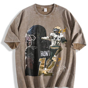 Travis Hunter Bih You Thought Football vintage washed oversized T-shirt in Brown