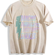 Opalite Showgirl Dancing Through The Lightning Strikes vintage washed oversized T-shirt in Beige