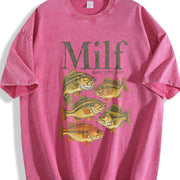 Man I Love Fisht Meme Fish Vintage Washed T-Shirt in Red