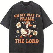 Praise the Lord Bible Verse Vintage Washed T-Shirt in Black