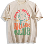Overstimulated Moms Club Vintage Washed T-Shirt in Beige