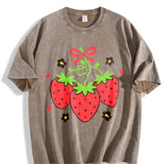 A Short-sleeved Ideal for Laid-back Outings Vintage Washed T-Shirt in Brown