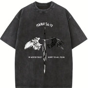 Isaiah 54:17 Bible Verse No Weapon Formed Christian vintage washed oversized T-shirt in Black
