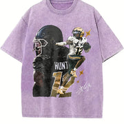 Travis Hunter Bih You Thought Football vintage washed oversized T-shirt in Purple