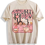 Boys...Ugh! Valentine – 90s Movie Quote vintage washed oversized T-shirt in Beige