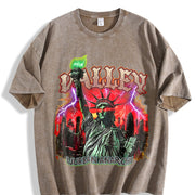 Urban Anarchy Statue of Liberty Vintage Washed T-Shirt in Brown