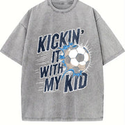 Kickin' It with My Kid Vintage Washed T-Shirt in Gray