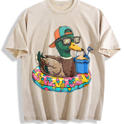 Vibes Duck Lover Vintage Washed T-Shirt in Beige