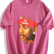 Allen Iverson Retro 90s Styled Ball Fan Basketball Legend vintage washed oversized T-shirt in Red