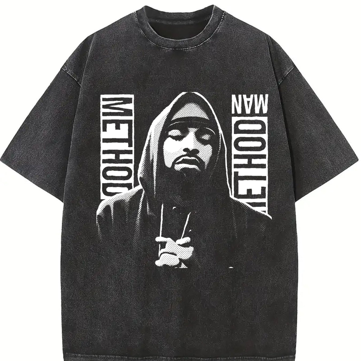 Method for Man Retro Rapper for & Boys Vintage Washed T-Shirt in Black