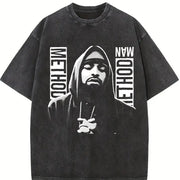 Method for Man Retro Rapper for & Boys Vintage Washed T-Shirt in Black