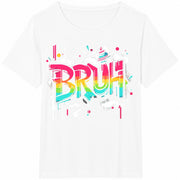 Man' Graffiti Spray Paint BRUH Black Stretch for Boys Man Cotton T-Shirt in White