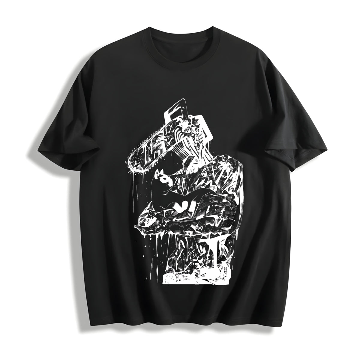 Chainsaw Man Denji Cotton T-Shirt in Black