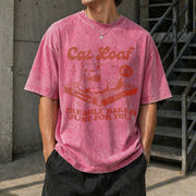 Cat Loaf Vintage Washed T-Shirt in Red
