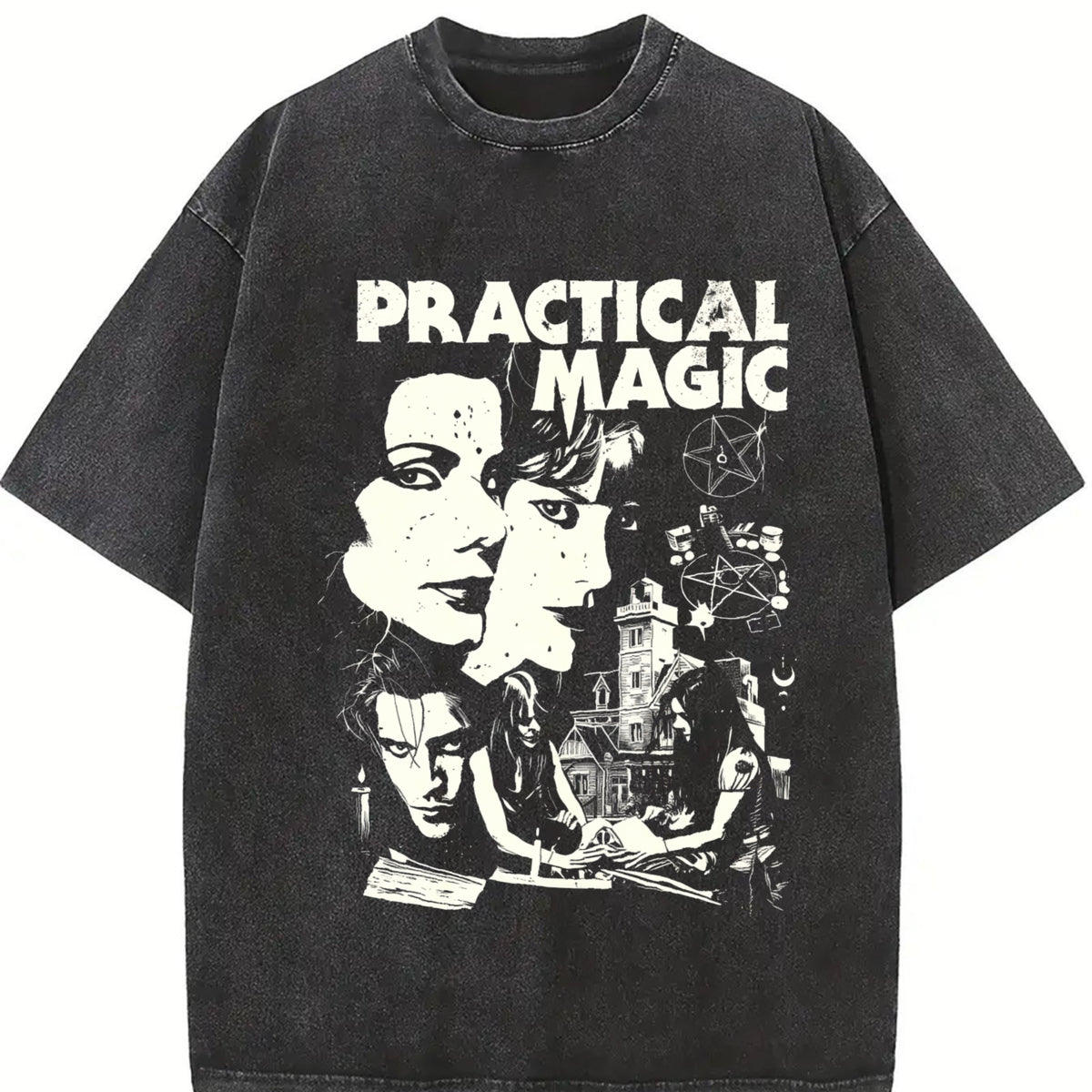 Practical Magic Vintage Movie vintage washed oversized T-shirt in Black