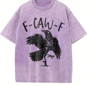 F-Caw-F Raven vintage washed oversized T-shirt in Purple