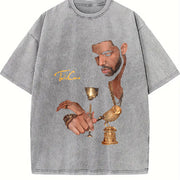Drake Take Care Album Bootleg DesignFashion M-5XL vintage washed oversized T-shirt in Gray