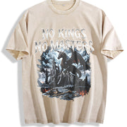 No Kings No Masters 90s Vintage Washed T-Shirt in Beige