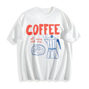 Coffee Club Coffee Lover Cotton T-Shirt in White