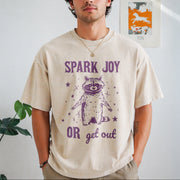 Spark Joy or Get Out Vintage Washed T-Shirt in Beige
