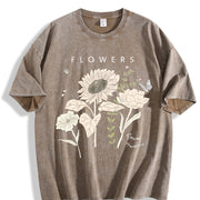 Retro and Old Short-sleeved Vintage Washed T-Shirt in Brown