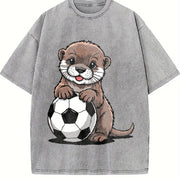 Otter Soccer Vintage Washed T-Shirt in Gray