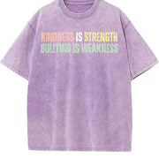 Anti Bullying Kindness Is Strength Vintage Washed T-Shirt in Purple