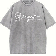 Encouragement Motivational Stronger Than the Storm Vintage Washed T-Shirt in Gray