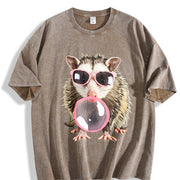 Bubblegum Opossum Vintage Washed T-Shirt in Brown