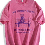 My Tummy Hurts Raccoon Vintage Washed T-Shirt in Red
