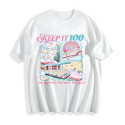 Keep It 100 the Land the Seas the Skies WDW Cotton T-Shirt in White