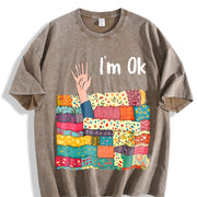 Sewing I’m OK Buried In Vintage Washed T-Shirt in Brown