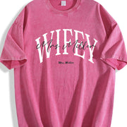 Personalized Wifey Vintage Washed T-Shirt in Red