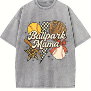 Ballpark Mama Vintage Washed T-Shirt in Gray