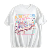 Retro Please Stand Clear of the Doors Cotton T-Shirt in White