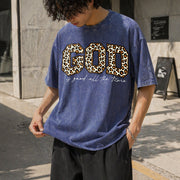 Leopard GOD Good Time Vintage Washed T-Shirt in Blue